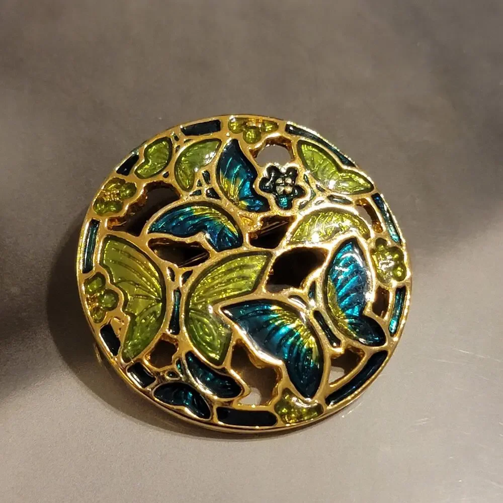 Vintage Enamel Butterfly Brooch Pin 1.5